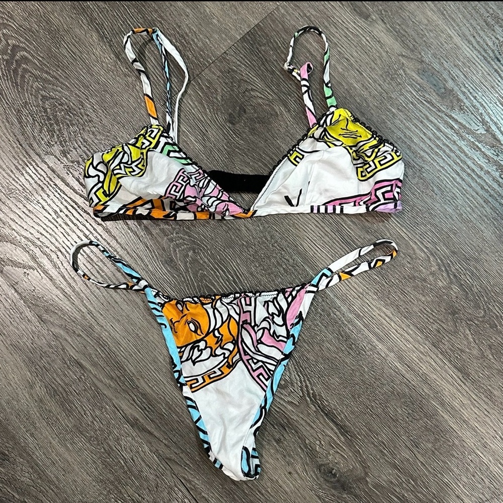 VERSACE Colorful Patterned Bra & Panty